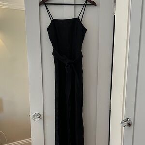 J. Crew Black Linen Tie-Waist Jumpsuit